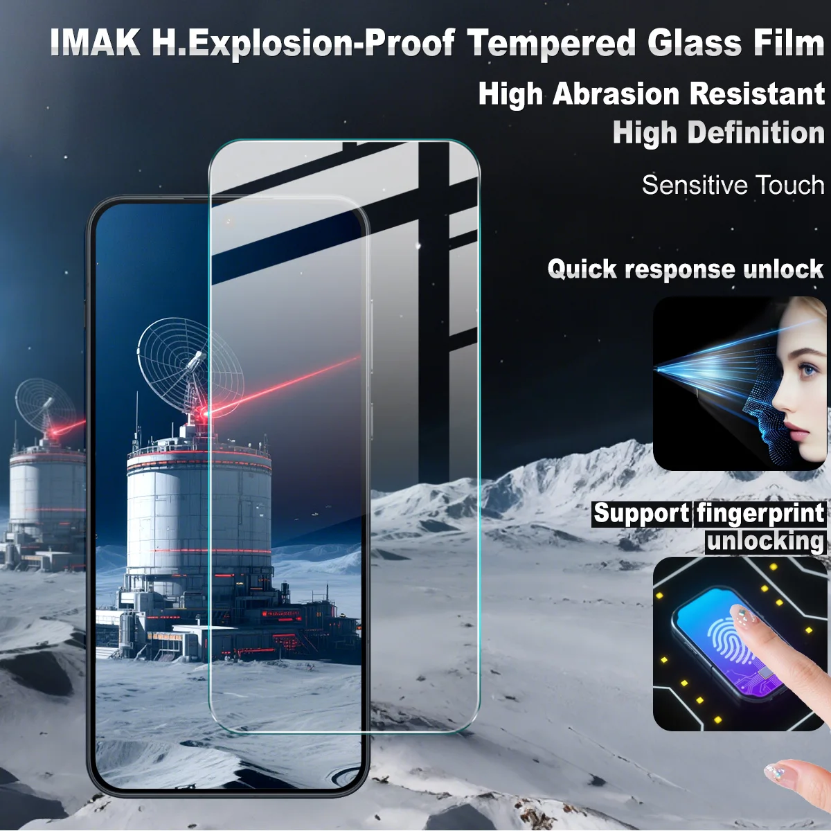 IMAK H Tempered Glass for OnePlus Ace 6 6T 15R 5G Screen Protector Film Support Fingerprint