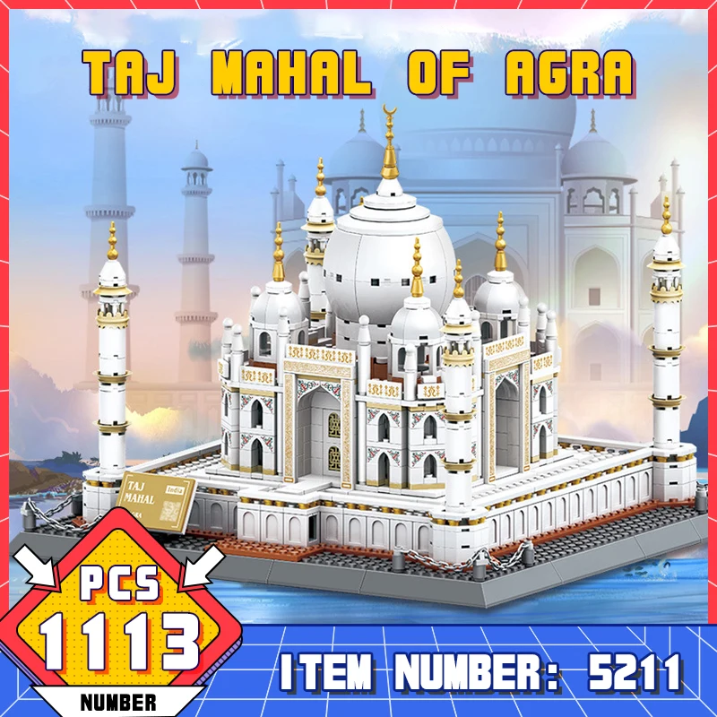 WG5211 World Famous Architecture Taj Mahal Model Assembly Building Blocks Desktop Decoration Collection Toy Girls Surprise Gifts