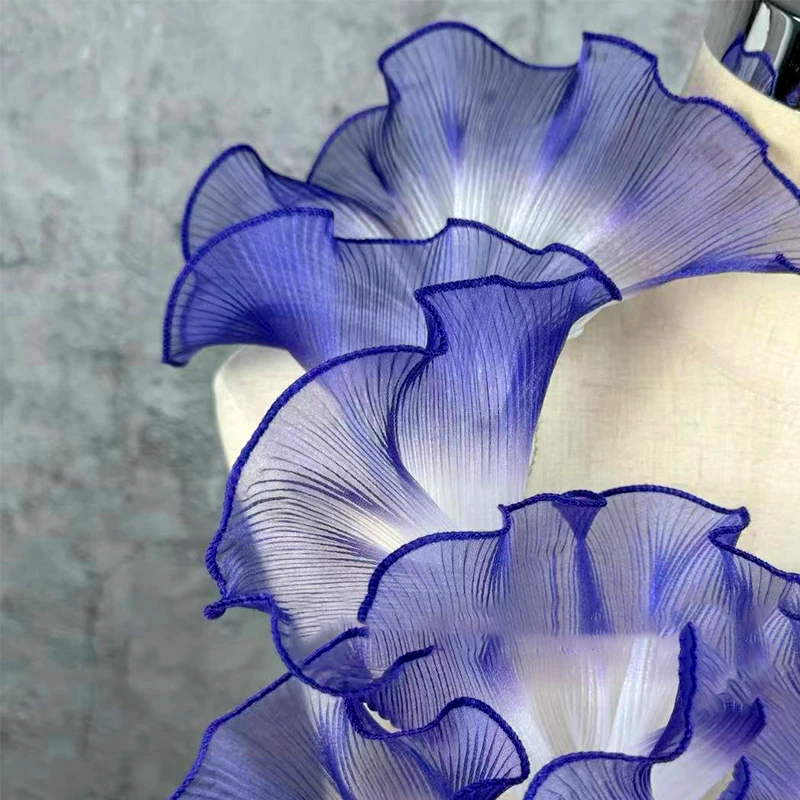 13 سنتيمتر واسعة التدرج الأورجانزا كشكش الدانتيل تقليم النسيج Diy بها بنفسك اليدوية المرقعة الياقات تنورة فستان الزفاف ديكور مواد الخياطة #1