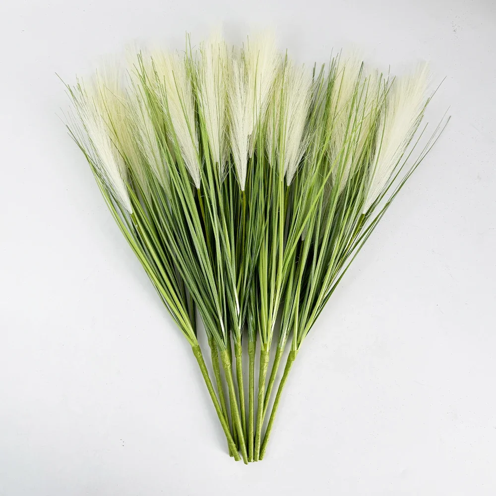 3 stücke Künstliche Pflanzen Flauschigen Faux Pampas Gefälschte Grün Vase Dekor Indoor Hause Wohnzimmer Party Tisch Hochzeit Dekoration Blume – Detail 4