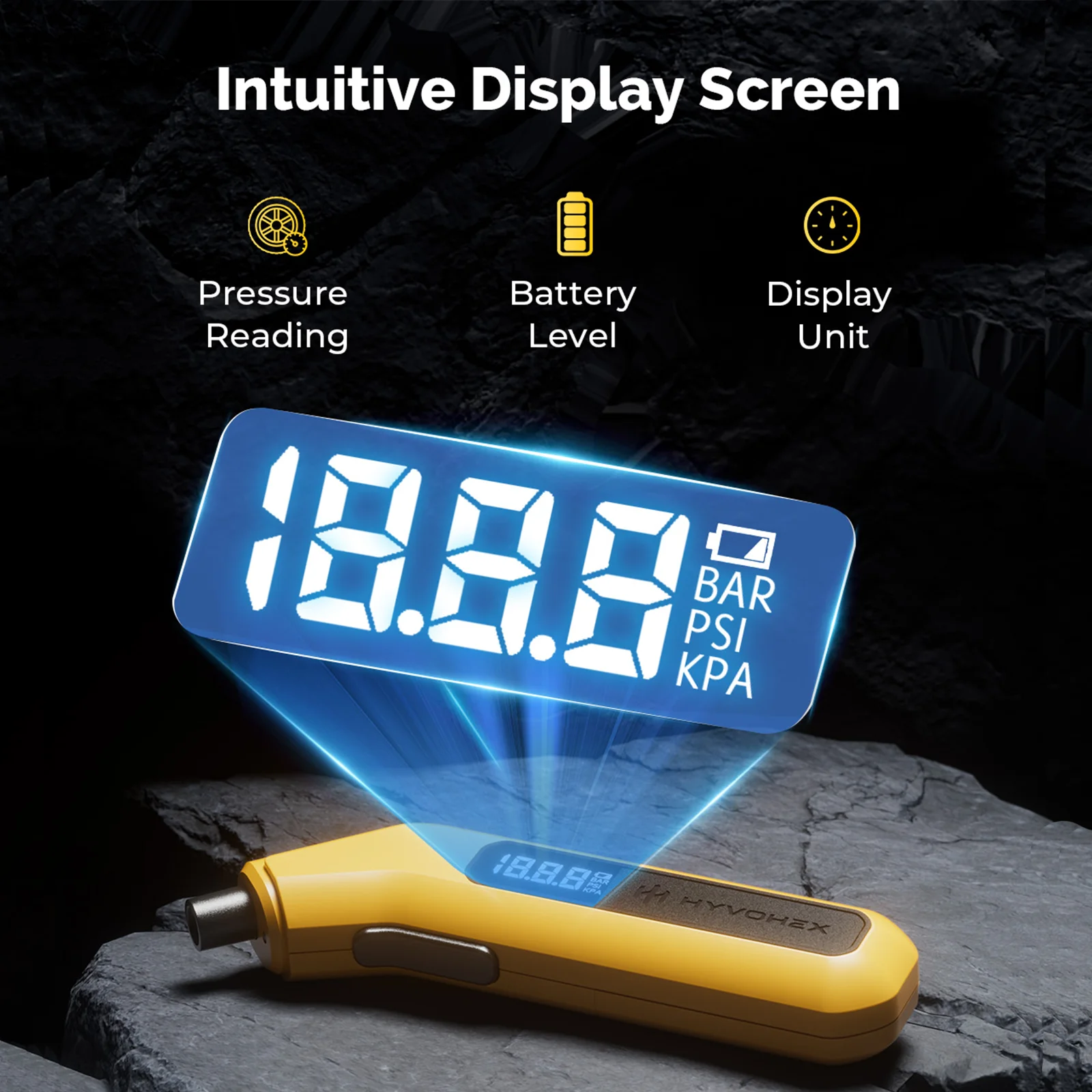 HYVOHEX T200 Digital Tire Pressure Gauge Visual LED Display Backlight Tire Gauge for Cars Trucks Motorcycles Bicycle