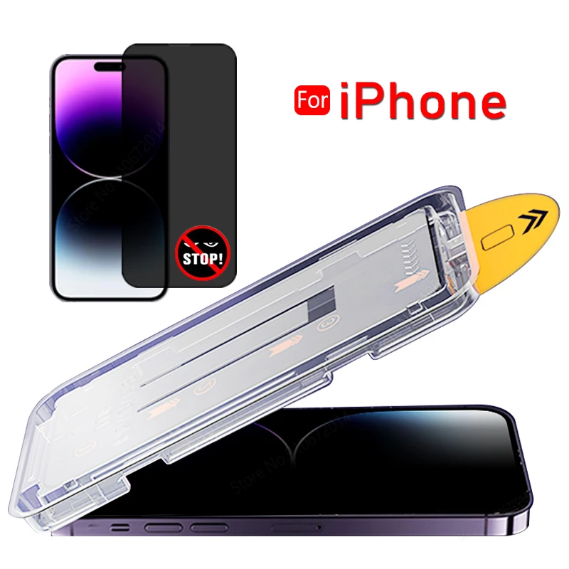 Privacy Tempered Glass For iPhone 15 14 Plus 13 12 11 Pro Max Anti-spy Screen Protector Positioning Box For iPhone XS Max X XR