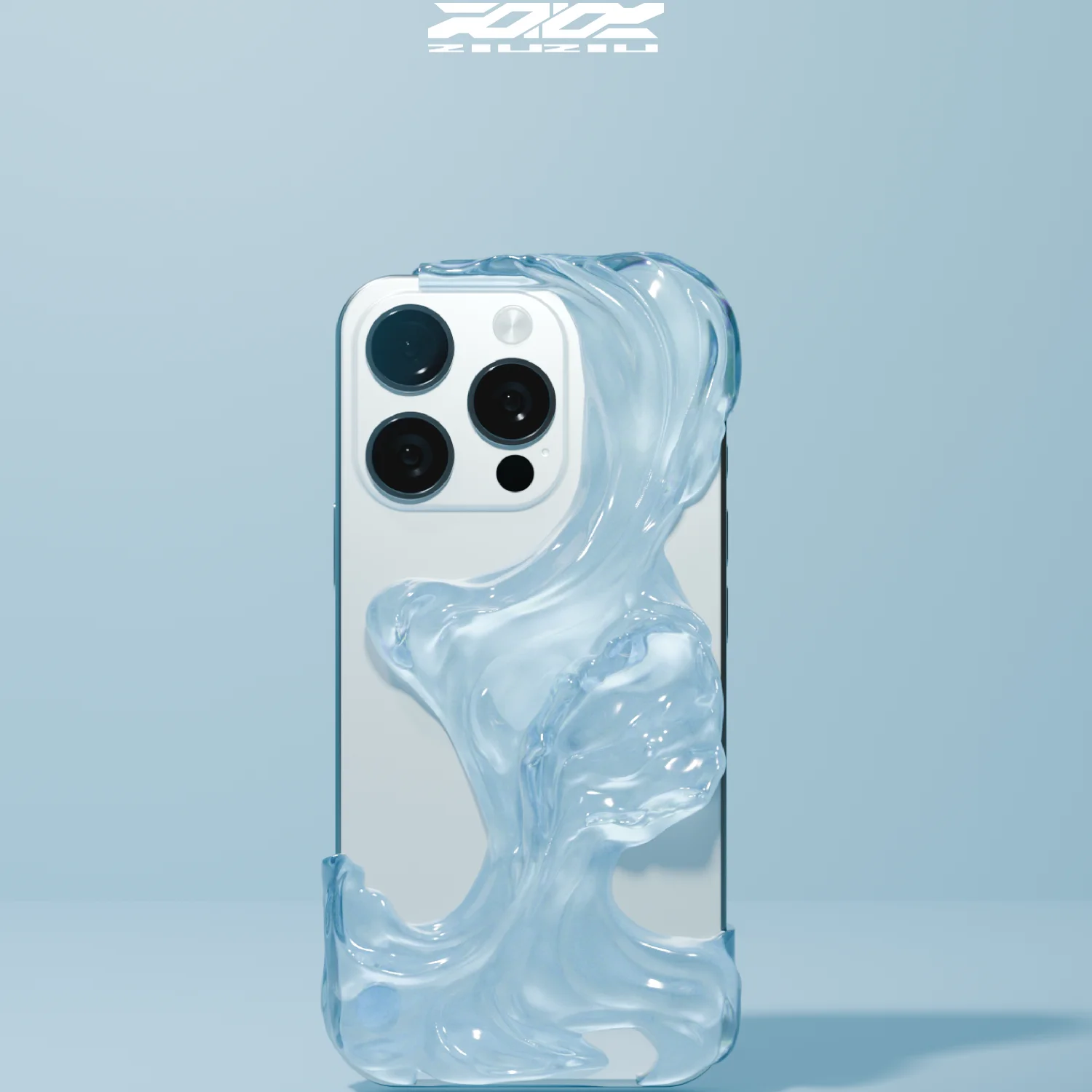 

Wave Phone Case Custom for IPhone 16pro/15pro Max Resin Blue Stereoscopic Sculpture Protective Case Creative Phone Accessories