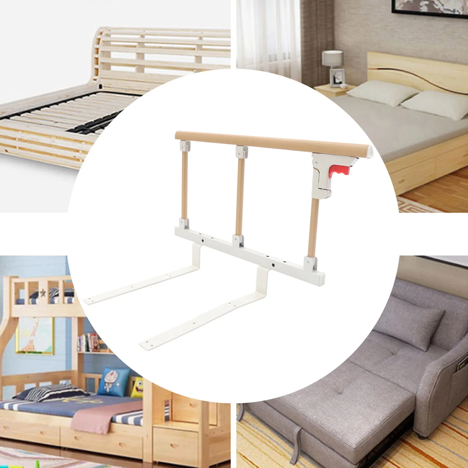 

Bed Rails Safety Assist Handle Bed Railing Folding for Elderly Seniors Adults