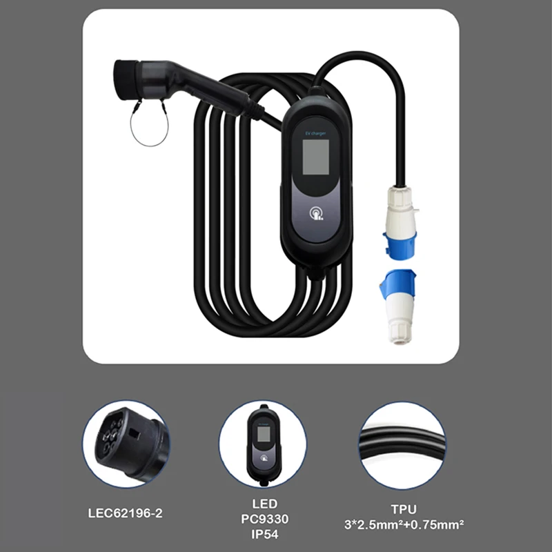 Home Ev Car Accessories Mobile Type 2 Electric Car Home Ev Charger 32A 7Kw Level 2 Portable Charger For Electric Car