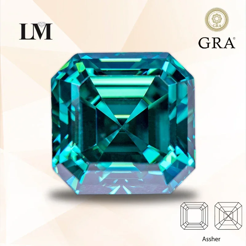 

Moissanite Stone Asscher Cut Emerald Green Color With GRA Certificate For Pass Diamond Tester Top Charms Jewelry Making Material