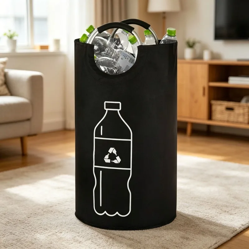 Faltbare Aufbewahrungstasche Großvolumiger Getränkeflaschen-Aufbewahrungskorb Abfallwasserflaschenhalter mit Tragegriff-Design Flaschensammler