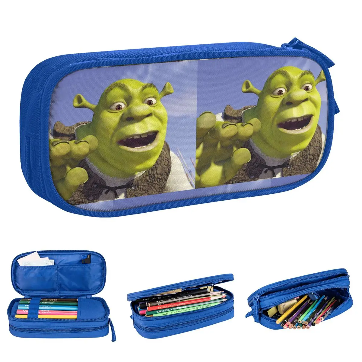 Shreks-estuche de lápices de dibujos animados para niñas y niños, bolsa de almacenamiento grande para estudiantes, estuche de cosméticos para la escuela