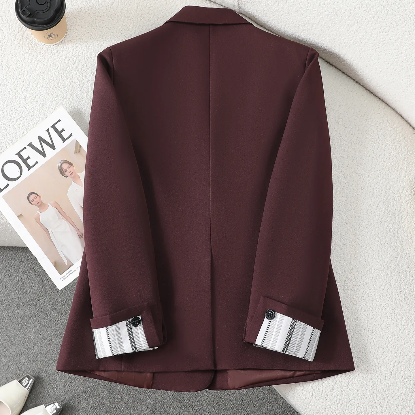 New Women's Blazer Flammed Long-sleeve Workplace Commuter Jacket Korean Loose Suit Coat Female Outerwear Ladies Office Blazers