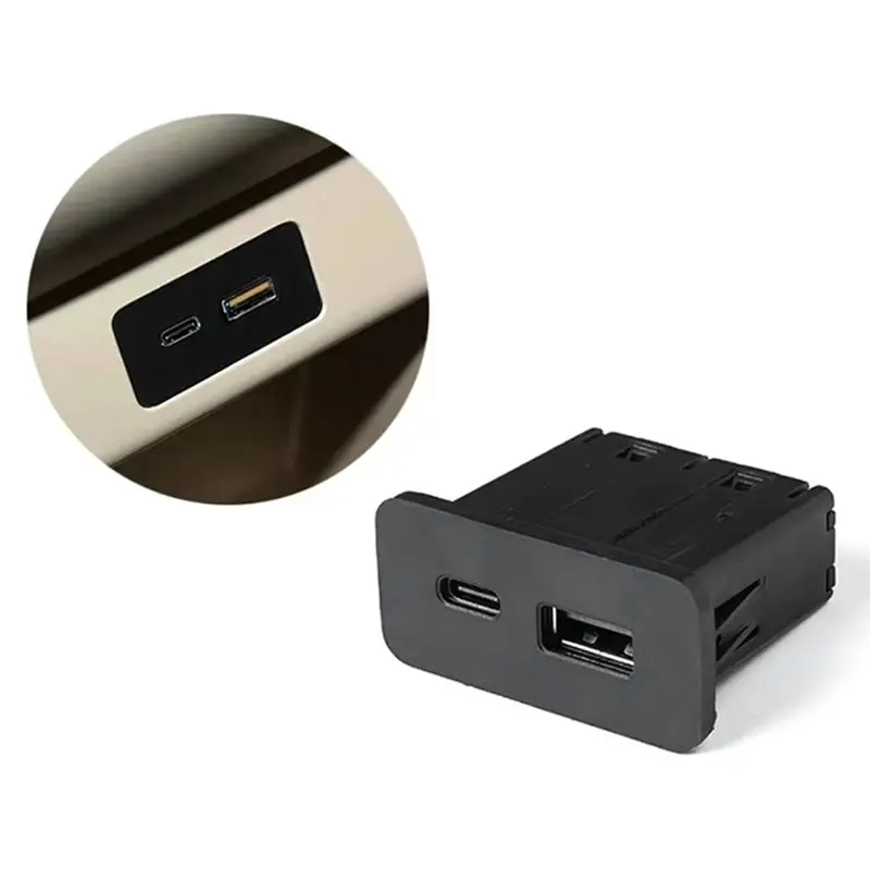 Eco-Friendly-Dual USB PD Type C Charging Outlet Power Adapter With Cable Armrest Box Rear Lower Socket 3.0 Fast For Geely EX2