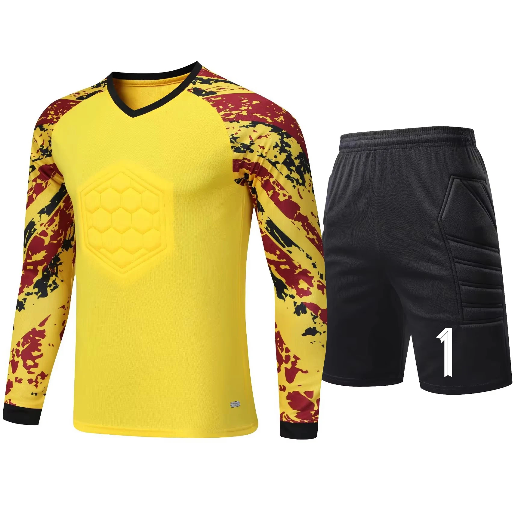 Men Player Soccer Jersey Girls Boys Goalkeeper Tops Long Sleeve Football Training Goalkeeper Top Soccer Kit Pant Shorts Sets
