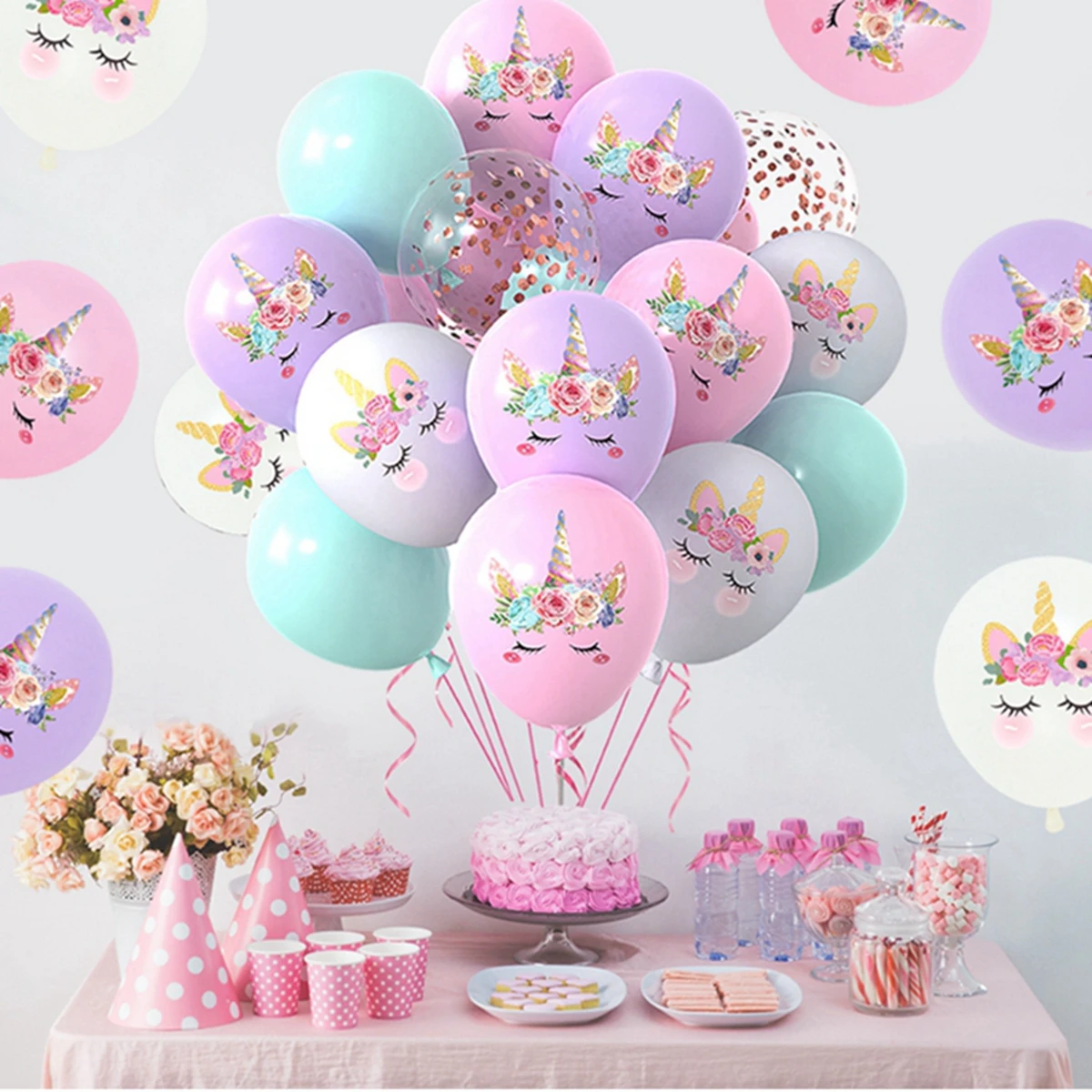 Balony jednorożec zaopatrzenie firm balon lateksowy dla dzieci kreskówka zwierzę koń pływający globus Baby Shower jednorożec dekoracje na imprezę urodzinową — zdjęcie 4