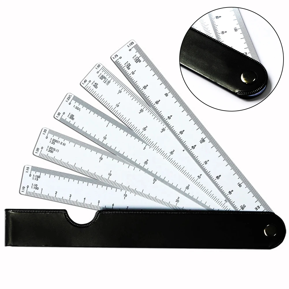 Shape Scale Ruler Kit Replacement Ruler Scale Tools With 5 Blades Engineering Foldable Shape Accessories Newest