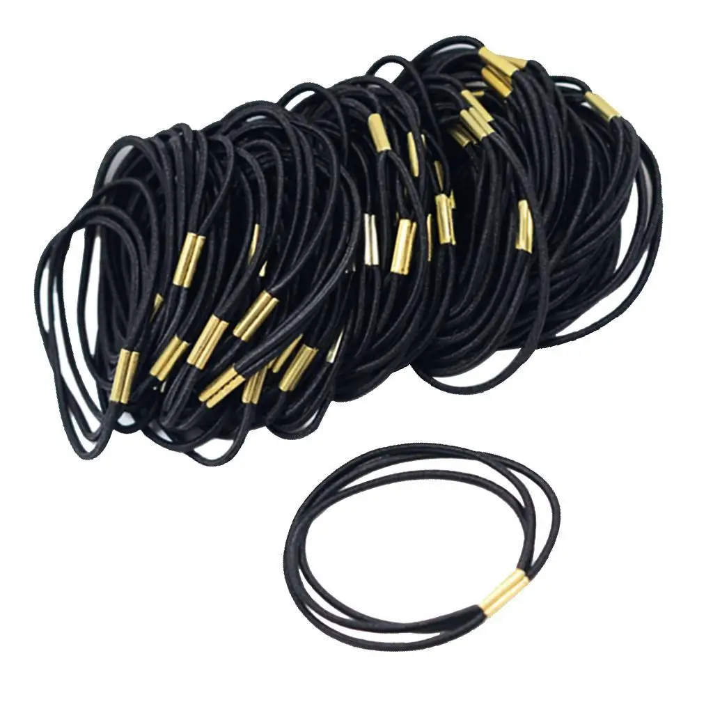 50 Pieces Black Round Elastic Band Stretch Rope Bungee Cord Accessories