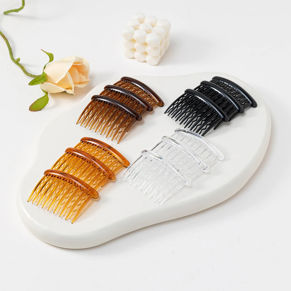 Peine de plástico para el pelo para niña y mujer, laca de Boutique Vintage, 4 colores, 17 dientes, tocado de moda, accesorios de temperamento, 12 piezas
