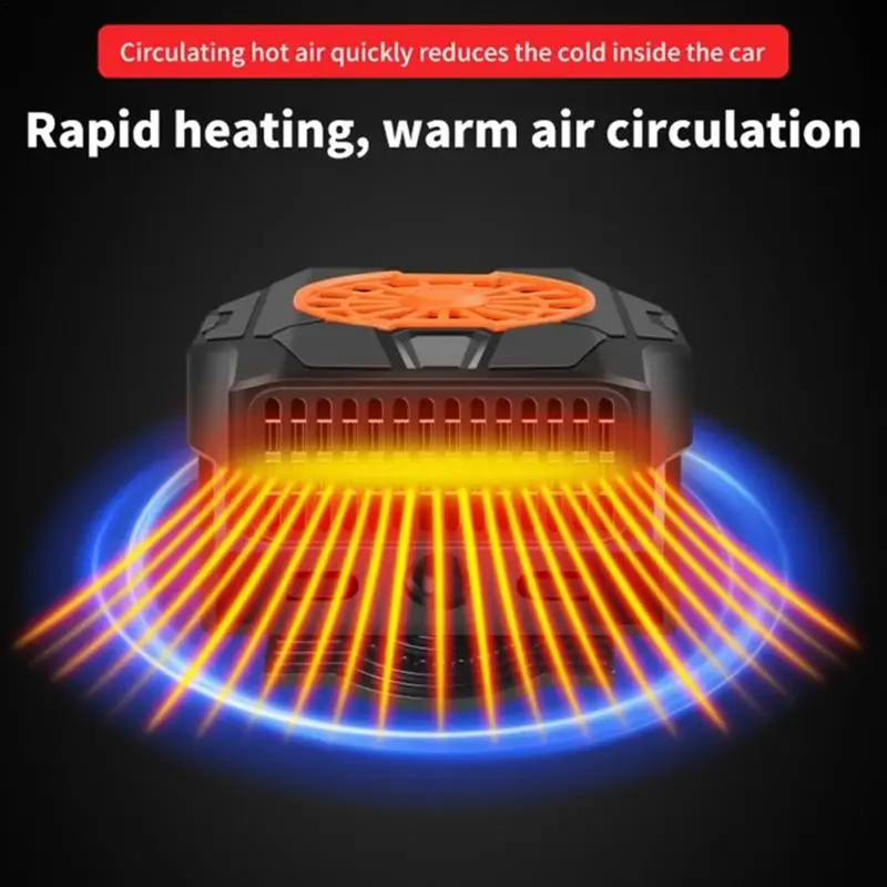 

Auto Heater Fan 2 in1 Cooling Heating 12V/24V Portable Auto Windshield Heater Cars Defrosting Defogging Heating Cooling Rotating