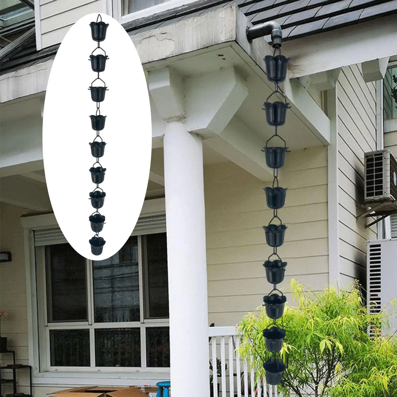 

Orchid Cup Rain Chain 39inch Gutter Roof Decoration Multifunctional Hanging Garden Decoration for Eaves Drainage, Outdoor Decor