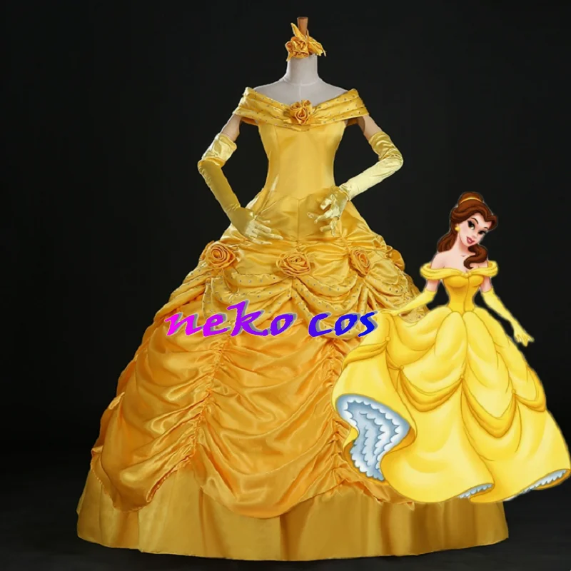 

Beauty and the Beast Princess Bell yellow dress Cosplay