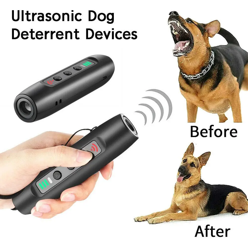 3In1 Ultrasonic Anti Barking Device Dog Repeller with Flash Light Rechargeable Dog Deterrents Trainer Barking Control Training