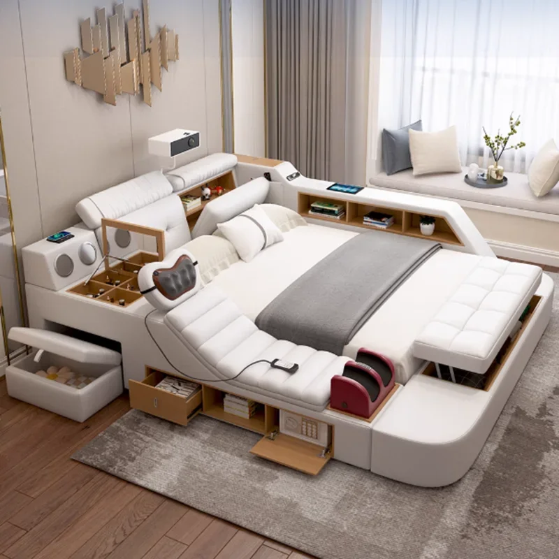 Modern Electronic Bed Nordic Massager Smart Multifunctional Bed Storage Space Nightstands Camas De Dormitorio Home Furniture