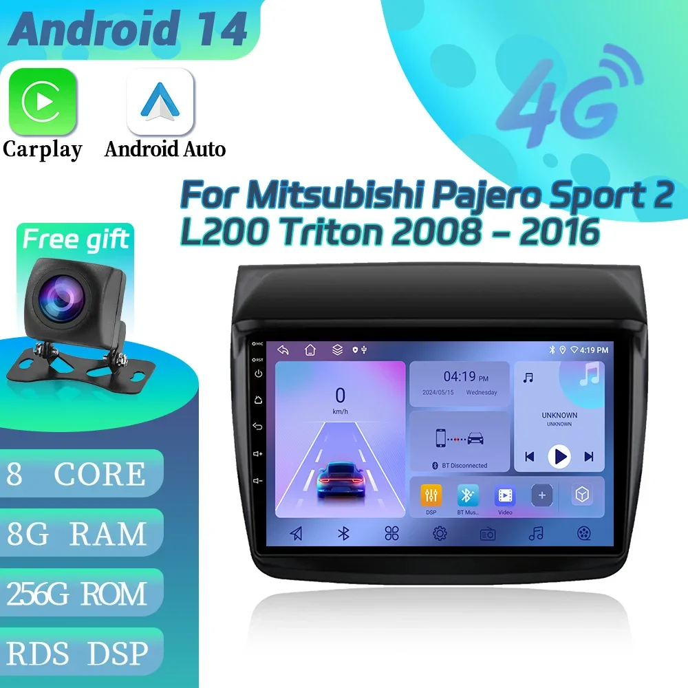 

Android 14 For Mitsubishi Pajero Sport 2 L200 Triton 2008-2016 Car Radio Multimedia Video Player BT Carplay 4G GPS Touch Screen