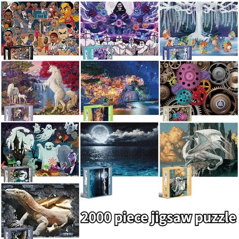 

New 2000 Piece Puzzle Difficult Large 70x100cm Adult Decompression Game Children Interactive Science Puzzle Toys Decor Crafts