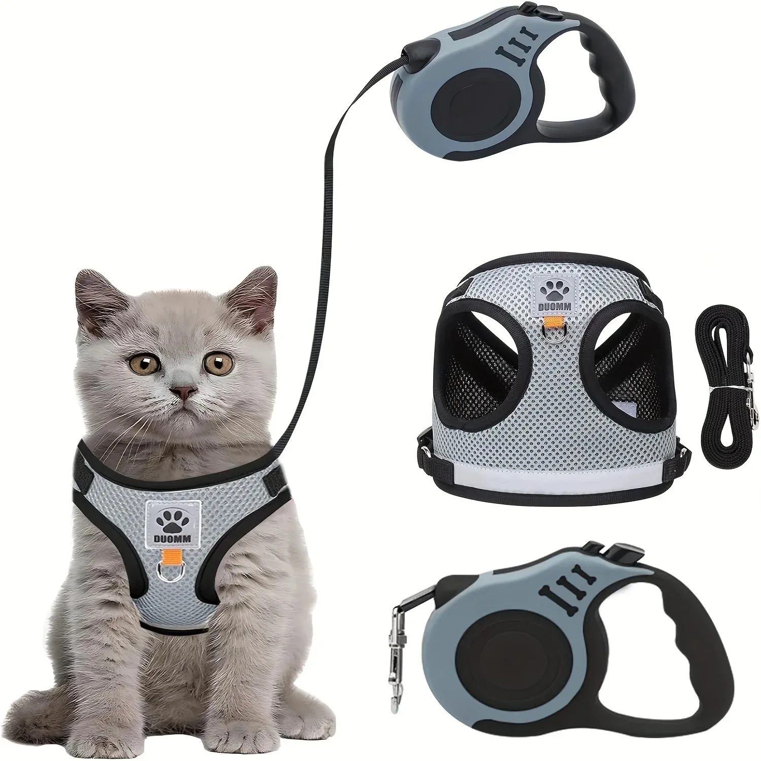 

Breathable Mesh Cat Harness and Leash Set No Pull with Retractable Leash for Small Dogs Cats Kitten Pet Walking Supplies
