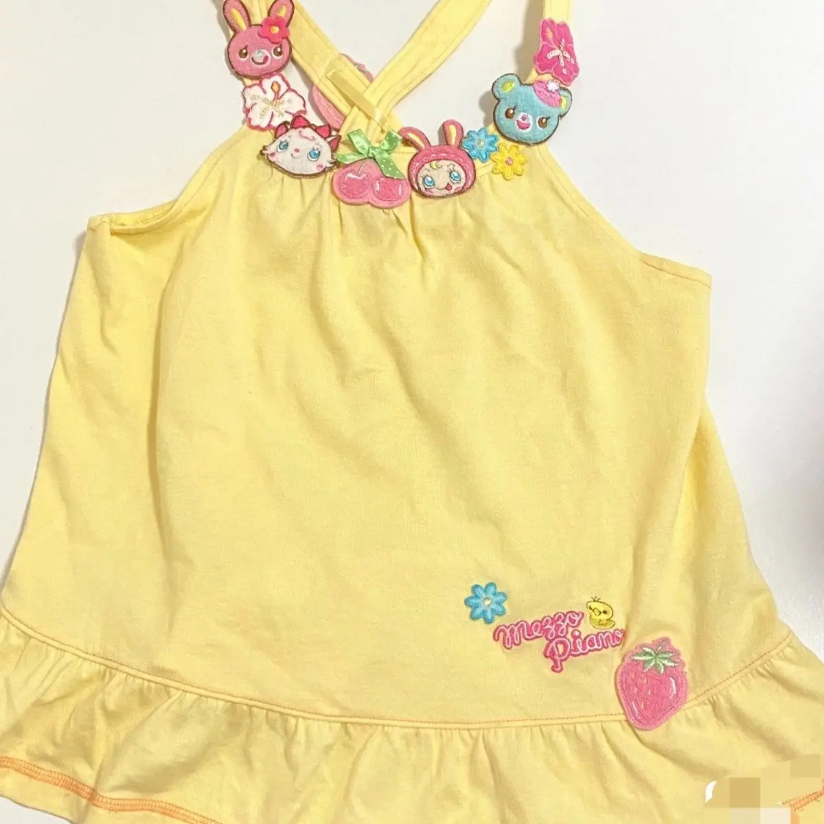 Japanese Cartoon Mp Embroidery Cute Doll Patchwork Sweet Girk Tank Top Summer Daughter Clothing All Match Camisole Y2k Crop Top
