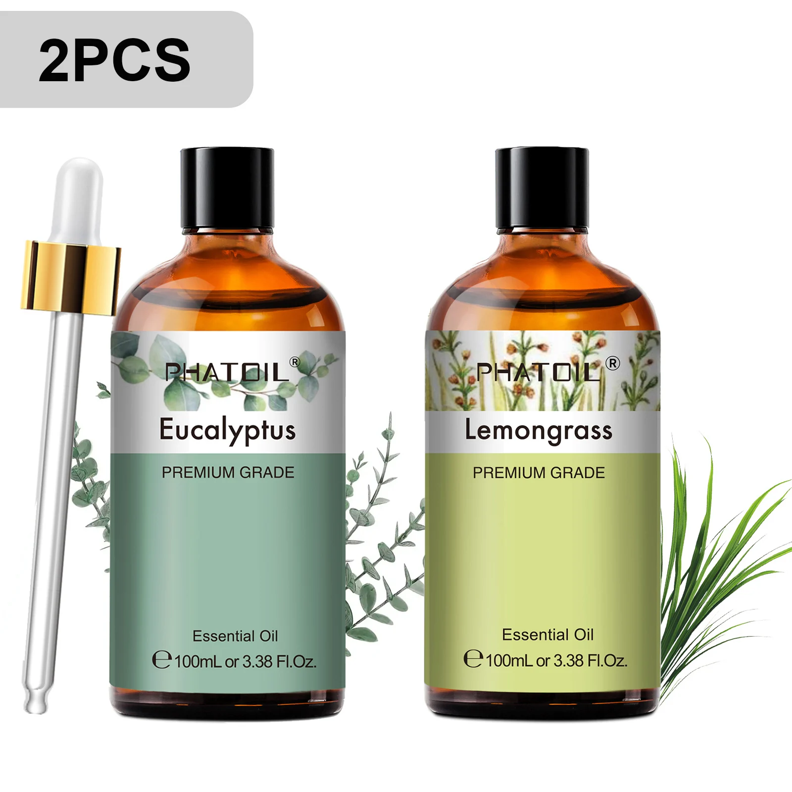 PHATOIL 100ml Premium etherische olie Sandelhout Lavendel Eucalyptus Pepermunt Citroengras Vanille Aromatherapie etherische oliën
