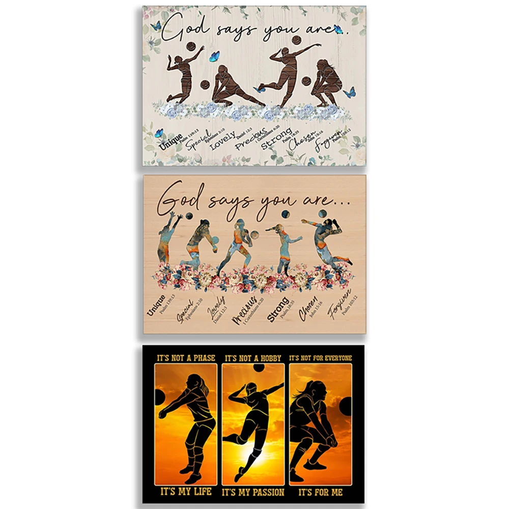 Volleyball-Poster, dein Talent ist ein Geschenk von Gott für meine Tochter, Gott sagte, du bist Wandkunst, Motivationssprüche, Volleyball-Gif
