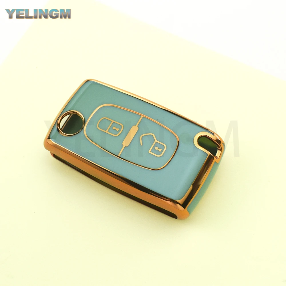 Für Peugeot 207 307 308 407 607 807 Für Citroen C2 C3 C4 C5 C6 Xsara Berlingo TPU Klappbare Fernbedienung Autoschlüssel-Hülle Schutzhülle Schlüsselanhänger