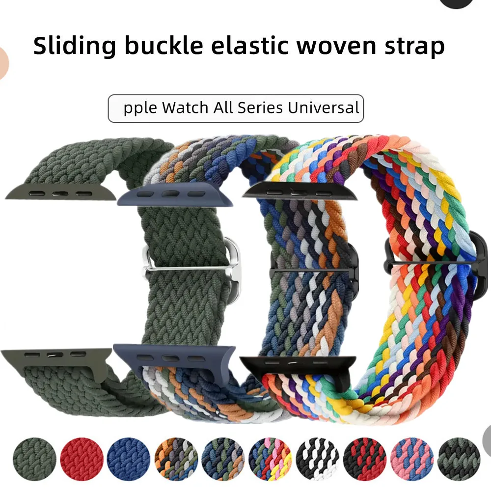 Braided Solo strap For Apple Watch Band 44mm 46mm 49mm 45mm 41mm 40 42mm Elastic Loop Bracelet iWatch Series 10 9 8 7 SE Ultra 2