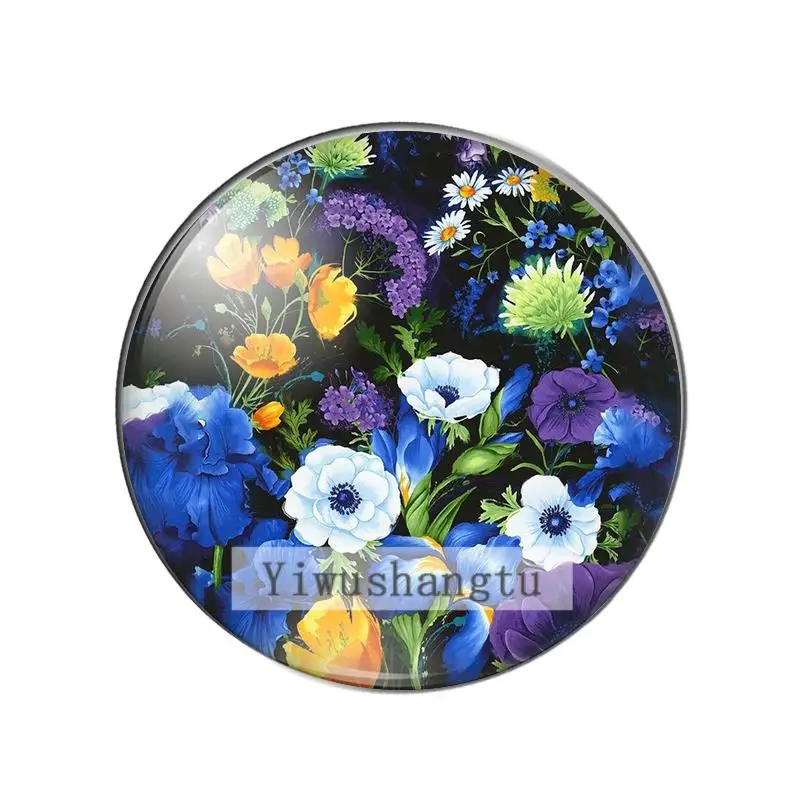 New Beauty Vintage flowers patterns  10mm/12mm/18mm/20mm/25mm Round photo glass cabochon demo flat back Making findings ZB0543