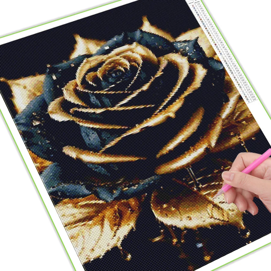 Diy Full Mosaic Art Golden Black Rose Diamond Painting Cross Stitch New Collection 2024 Flowers Rhinestone Embroidery Picture