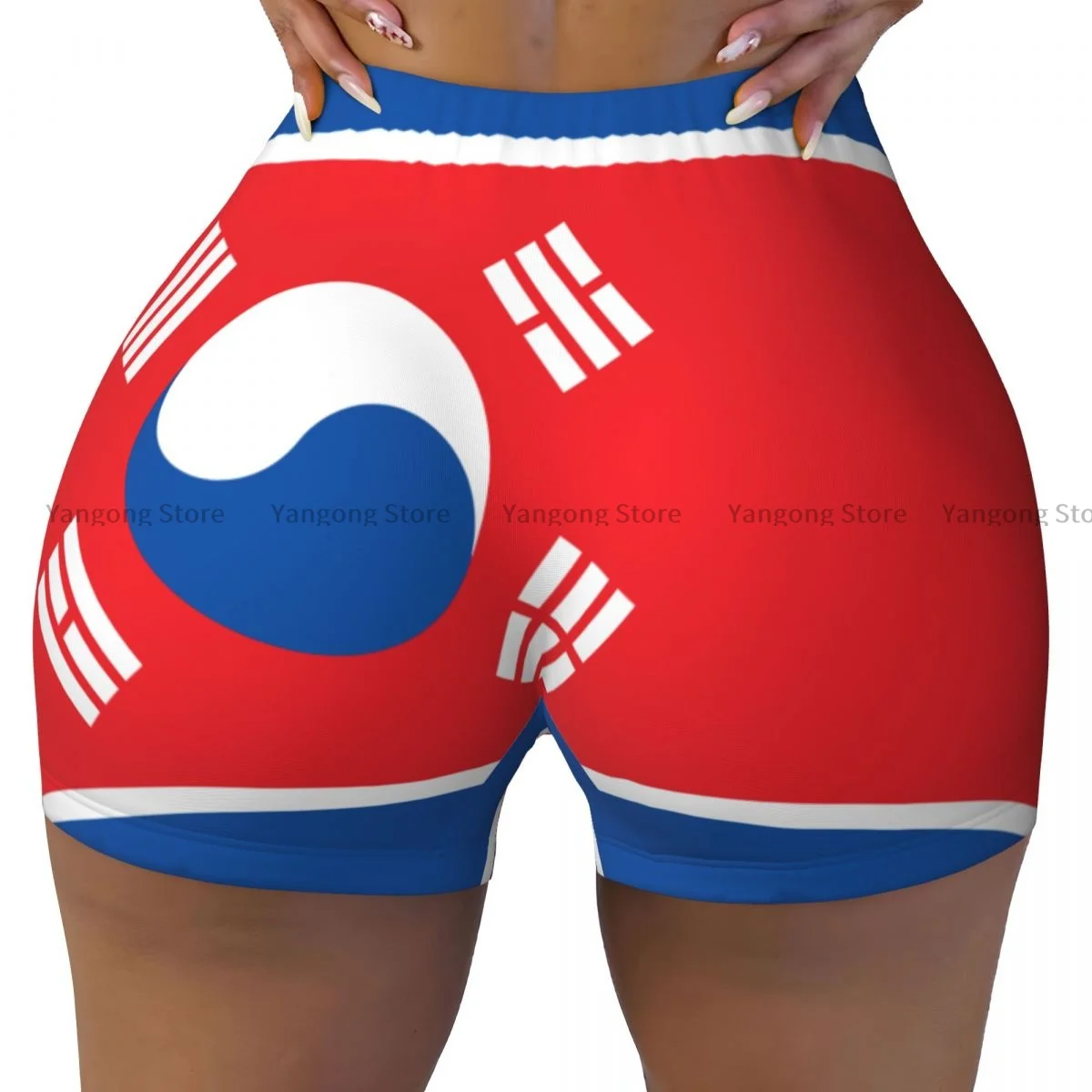 Sexy tight hip sports shorts South Korean Flag fitness women's comfortable yoga shorts