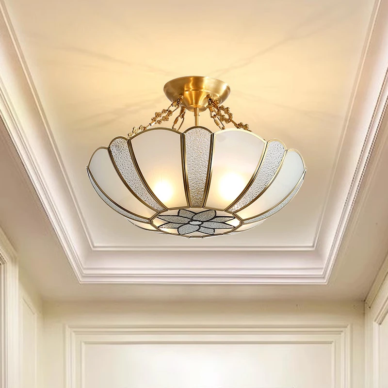 

Американская винтажная медная светодиодная потолочная люстра, круглое освещение для серфинга для столовой, фойе, вход, светодиодный потолочный светильник, лампа