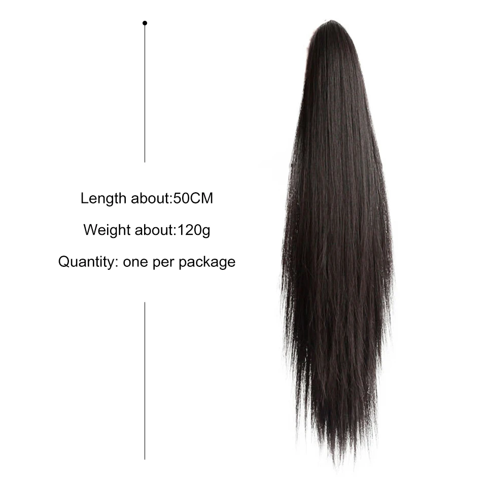 WTB Wig sintetis ekor kuda wanita, rambut palsu lurus panjang genggaman ekor kuda realistis alami untuk wanita