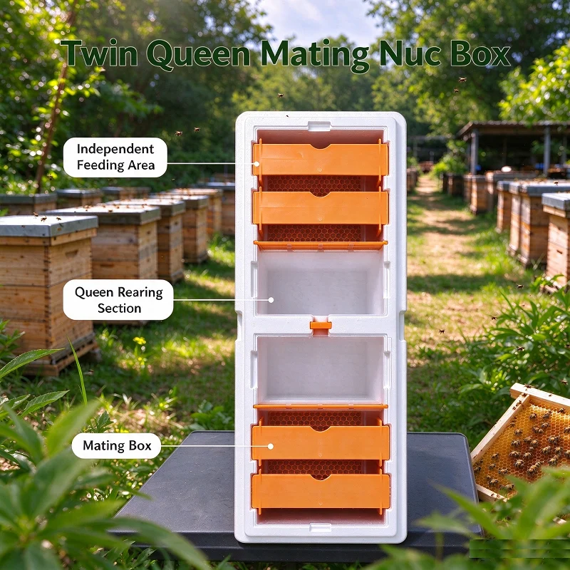 Queen Bee Mating Nuc Box EPS Queen Bee Breeding Box Foam Beehive Pollination Boxes Bee Box Rearing Hive Case Beekeeping Tools