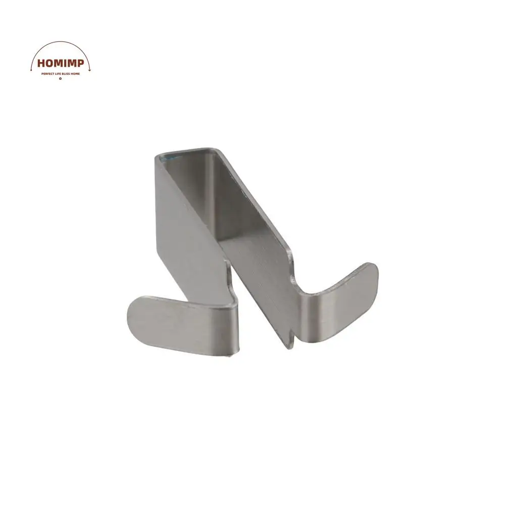 

Silver Stainless Steel Double Side Hooks Punch Free Hanging Towel Hooks Waterproof Drilling Free Shower Door Hook