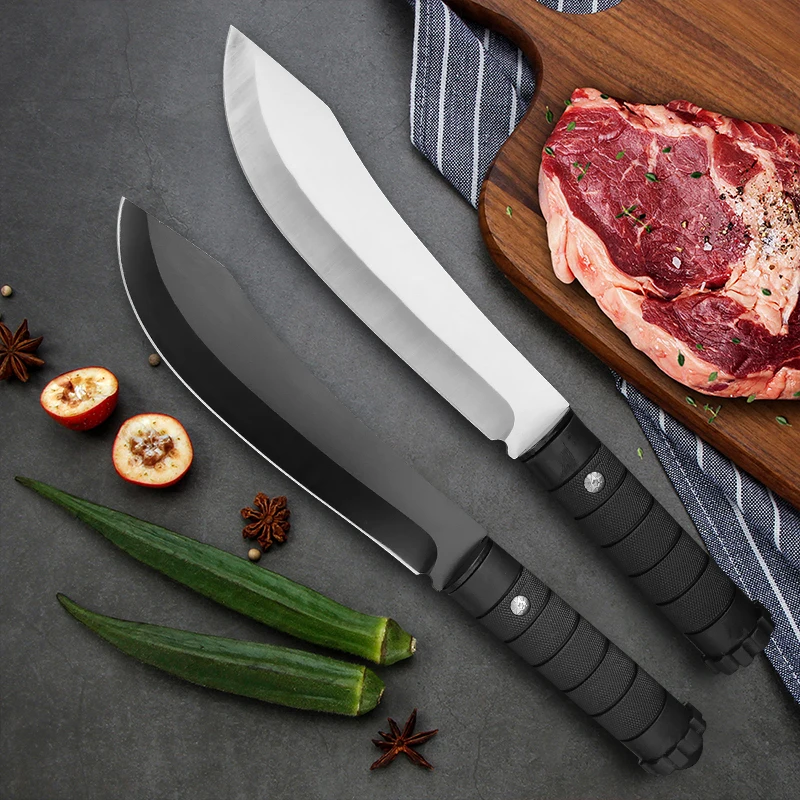 Kitchen Knives Stainless Steel Plastic Handle Steak Knife BBQ Slicing Knife Fruit Cleaver Meat Vegetable Utility Knife Cleaver