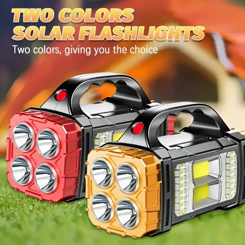 

Универсальный светодиодный фонарик COB, двойная система, солнечная зарядка через USB, высокая производительность, открытый кемпинг, пеший туризм, поиск, спасательные операции
