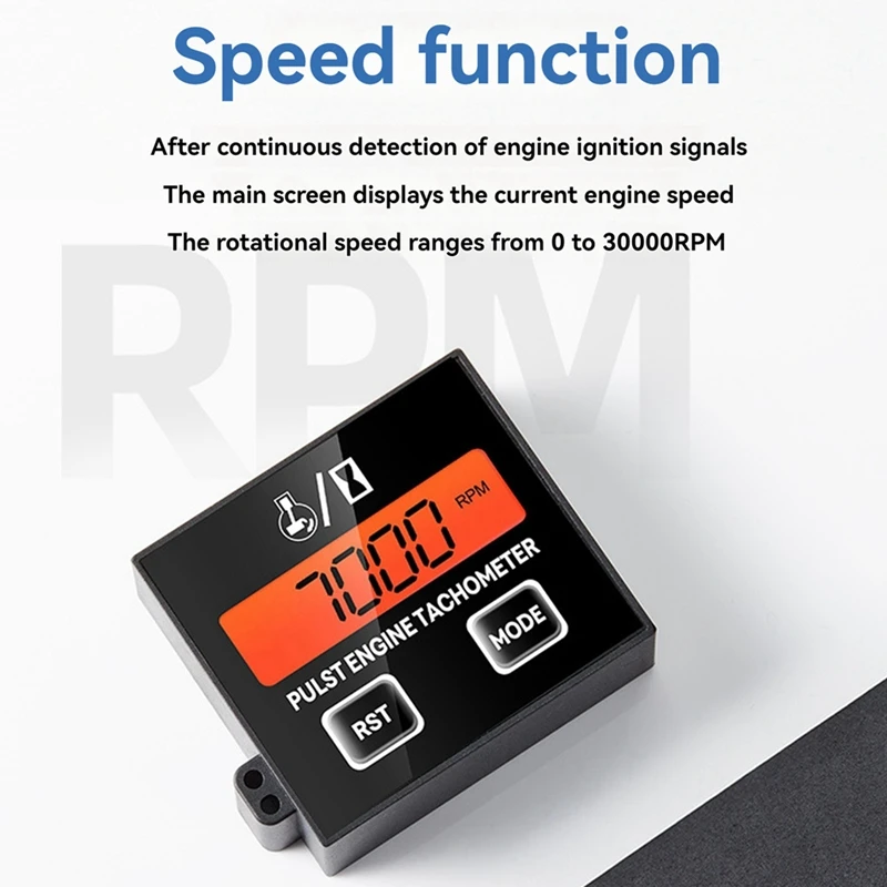 Tachometer Hour Meter Backlight Display RPM Digital Display Battery Replaceable Handheld Induction Chainsaw Lawnmover