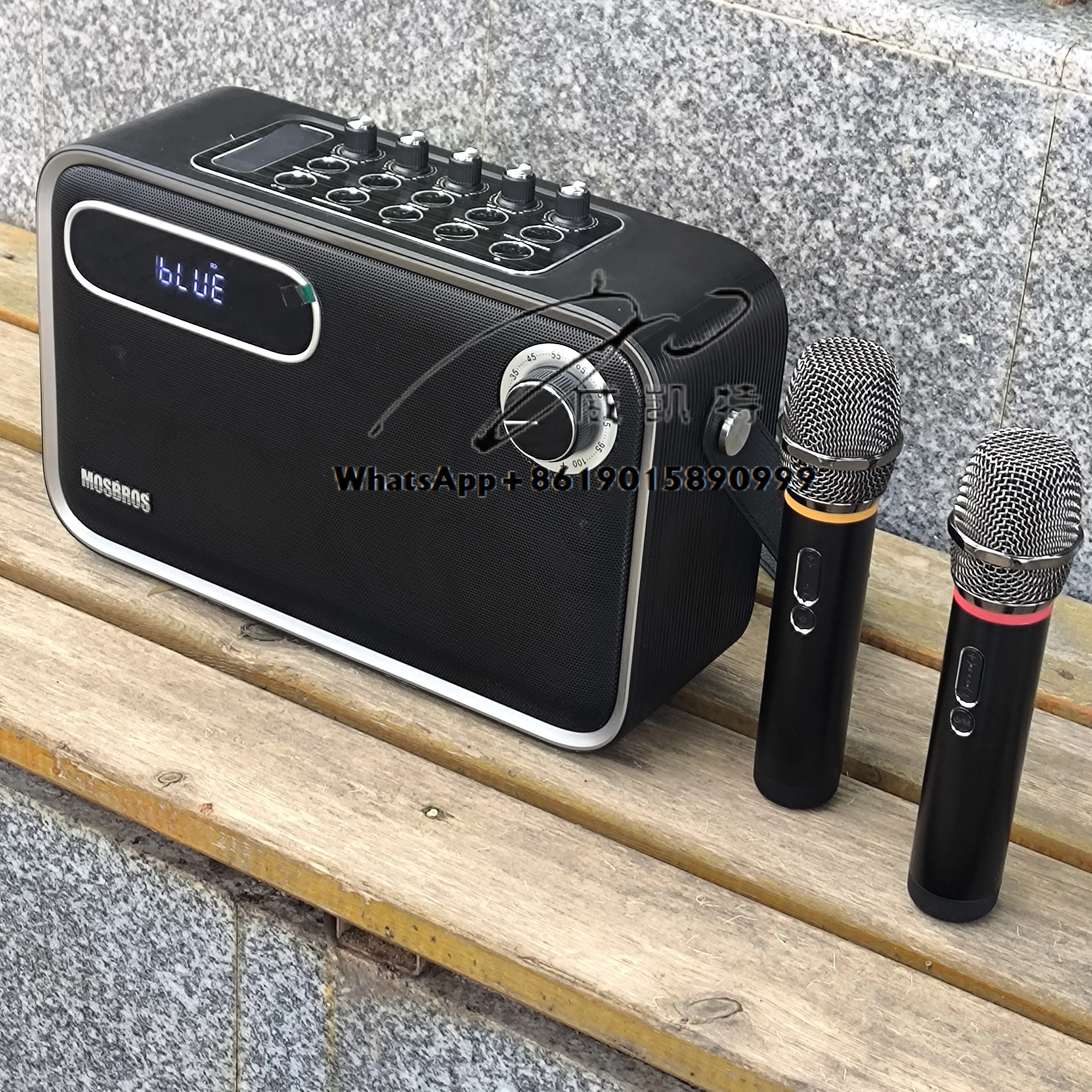 

Karabass 12K Karaoke Machine 120W Portable Wireless Speaker RGB LED Speaker Mini Screen with 2 UHF Wireless Microphones