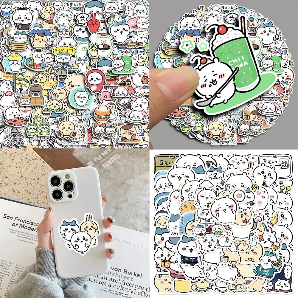 60/100Pcs Kawaii อะนิเมะ Chiikawa ของเล่นสติกเกอร์การ์ตูน Hachiware Usagi สเก็ตบอร์ดแล็ปท็อปโทรศัพท์มือถือแก้วสติกเกอร์ตกแต่งของขวัญ