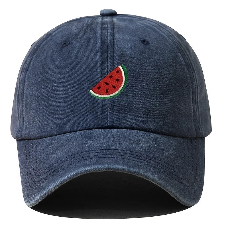 Four season baseball cap with watermelon print pattern for both men and women, adjustable duckbill cap for outdoor hiking view 2