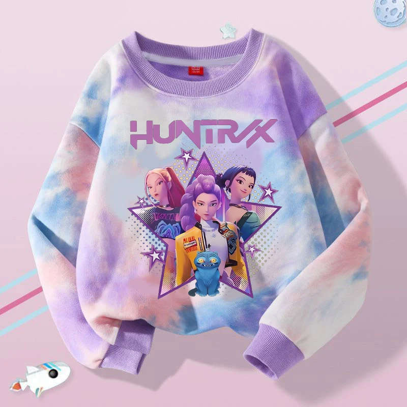 K-pop demon hunters doce em torno do pescoço moletom para meninas anime dos desenhos animados bonito moletom com capuz crianças outono moda esporte moletom