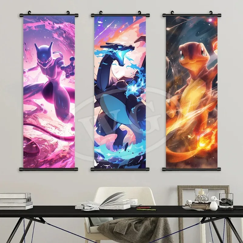 pok-e-mon-anime-japones-cartaz-moderno-decoracao-do-quarto-rolagem-lona-parede-pikachu-decoracao-ao-redor