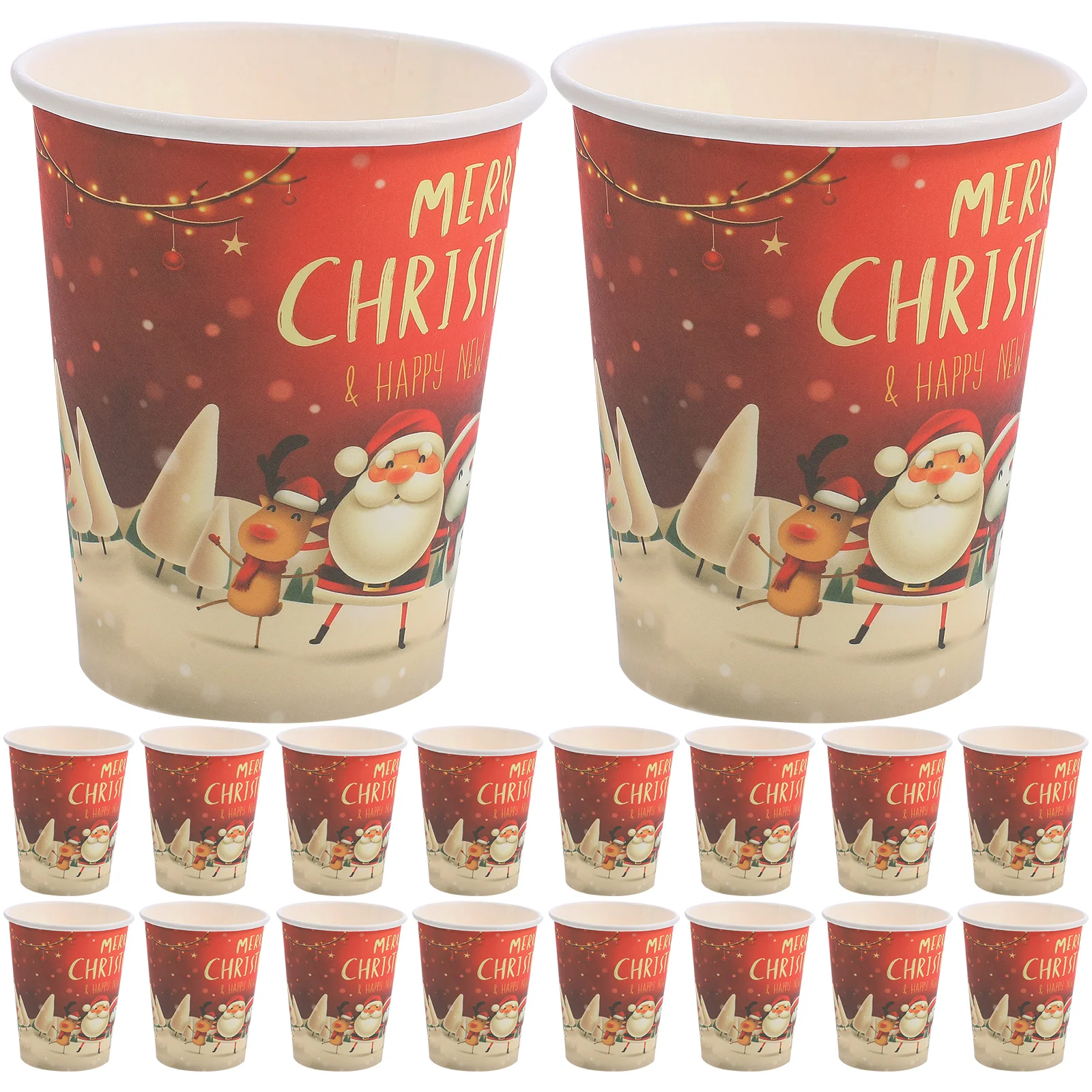 32 Pcs New Year Cartoon Paper Cup Outdoor Party Christmas One-time Cups Camping Supplies Accessories