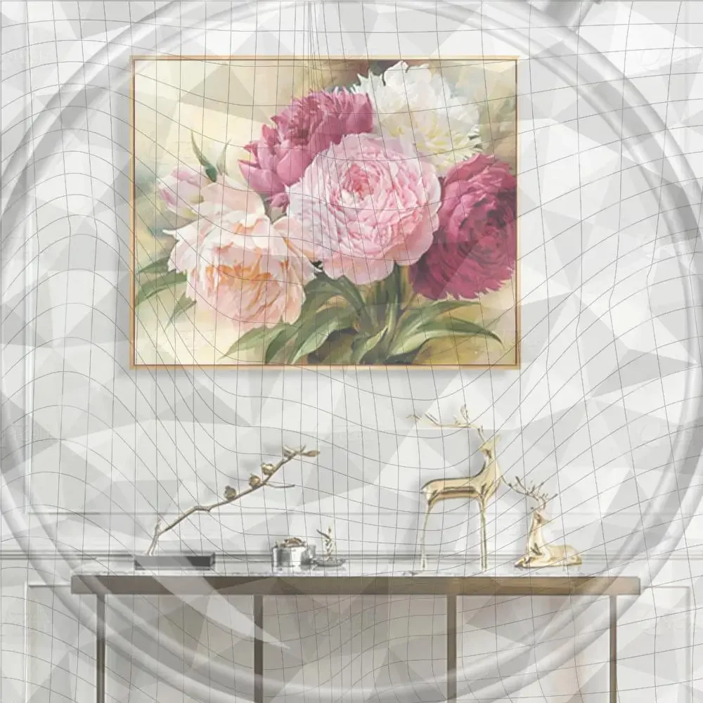 

Full Cross Stitch 11CT Cotton Thread DIY Peony Printed Embroidery Kits Handmade