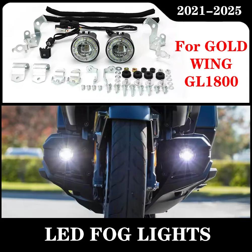 

For Honda Gold Wing GL 1800 GL1800 Tour DCT 2018 2019 2020 2025 NEW Motorcycle Pair LED Fog Lights Foglights W/ Attachment Kit